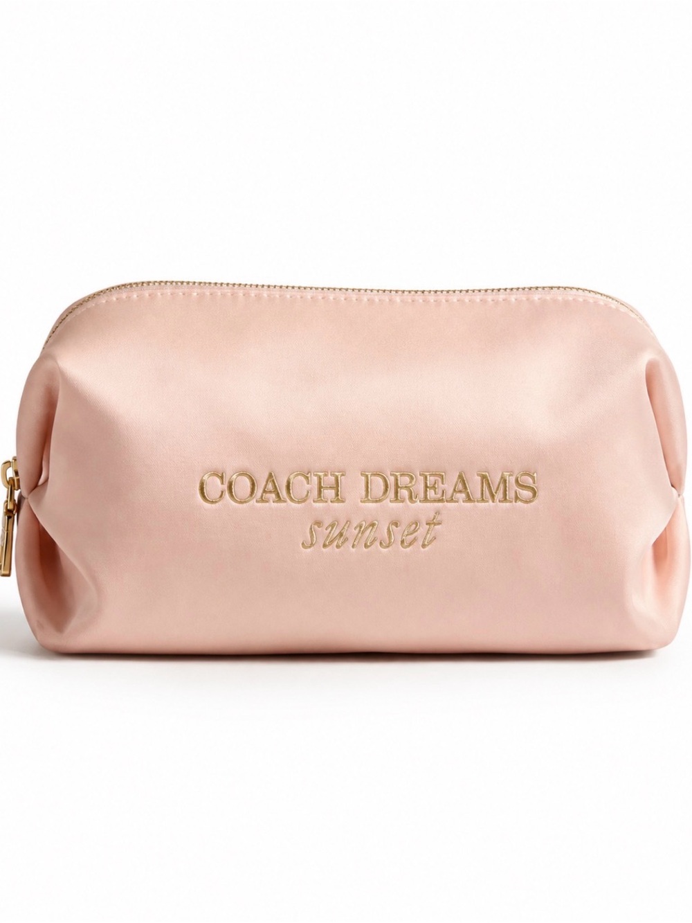 COACH Pink 'Dreams Sunset' Cosmetic Pouch with Gold Embroidery